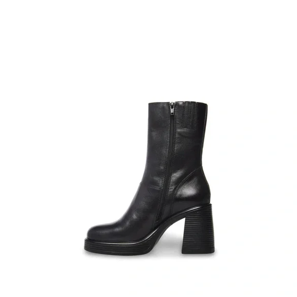 Steve Madden - Fantsie - 90 Revival Square Toe Chunky Heel Boots - Black - Picture 5 of 5